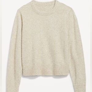 Old Navy Cream Eyelash Knit Sweater Gold Metallic Sparkle Large